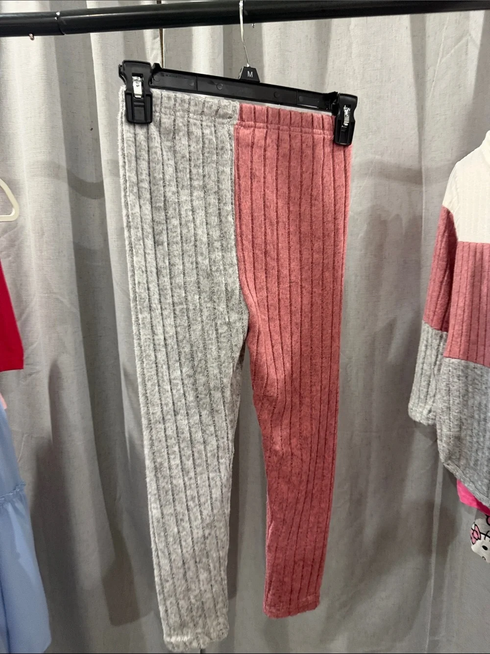 Cozy Colorblock Ribbed Knit Hoodie Set - Cream, Rose, Gray